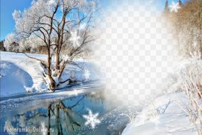 фотоэффект зима река снег деревья