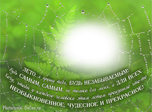 фотоэффект с паутинкой каплями и надписью о лете