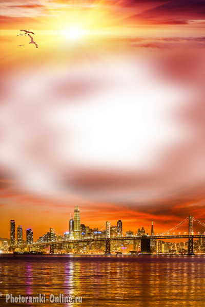 фотоэффект закат над Сан-Франциско