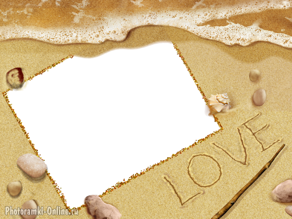 рамка море прибой песок надпись Love