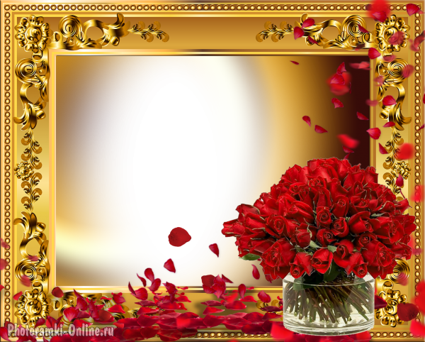рамка золотистый багет с розами