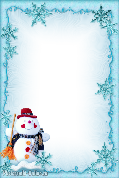 рамка зимняя снеговик лёд снежинки