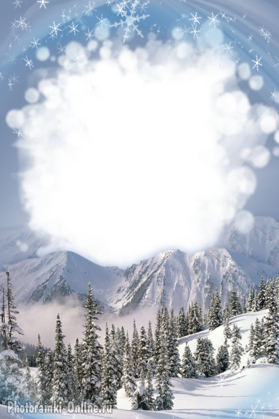 фотоэффект зима горы снег елки