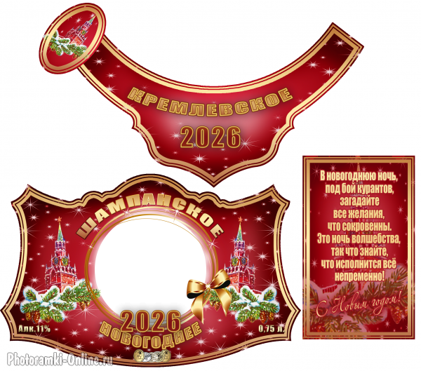Этикетка с фото для Кремлёвского шампанского — новогодний дизайн