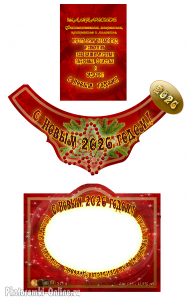 Красивая этикетка с фото на шампанское к Новому году