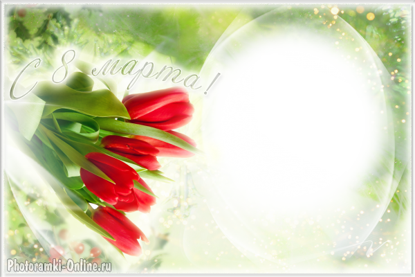 рамка открытка тюльпаны 8 марта