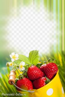 фотоэффект с клубничными ягодами и цветами