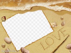 рамка море прибой песок надпись Love