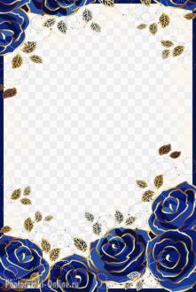 рамка синие розы с золотистой каймой