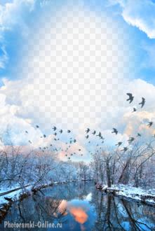 фотоэффект река деревья небо весна птицы