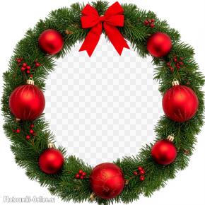 Круглая новогодняя рамка онлайн из еловых ветвей и украшений