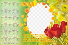 Сделать женский календарь-рамку 2022 для фото с тюльпанами и нарциссами