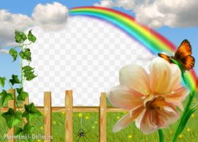 рамка радуга цветок
